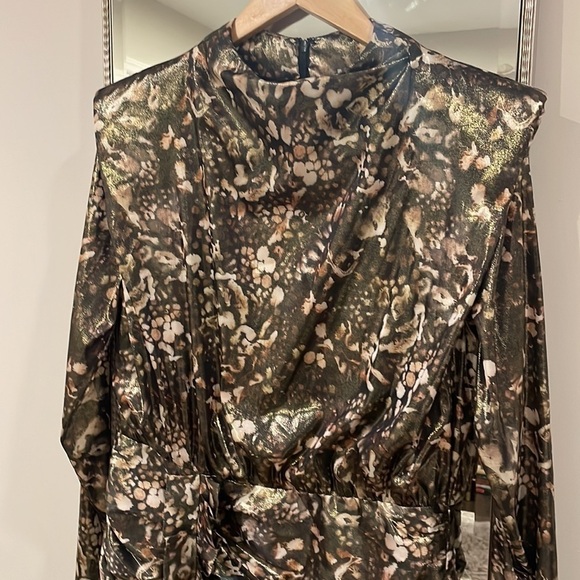 All Saints Lilliana Kettu Gold and Black Ruched Dress - Picture 5 of 16